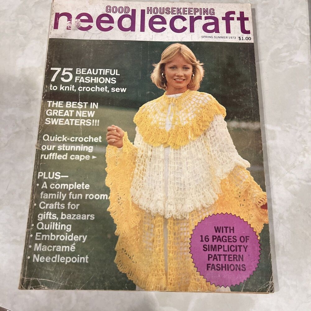 Good Housekeeping Needlecraft Spring Summer 1973 Magazine Vtg Sew Crochet Knit